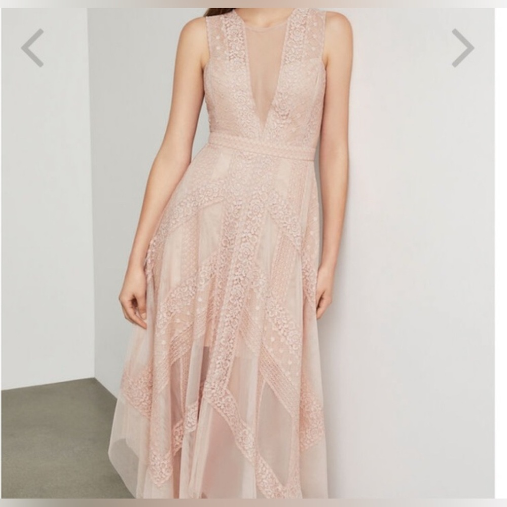BCBGMaxAzria Pink Lace High Low Dress